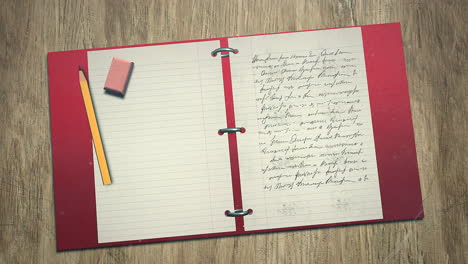 Closeup-of-kids-background-with-notebook-and-pencil