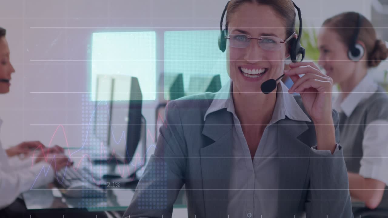 Animación de escaneo de alcance y procesamiento de datos sobre profesionales usando auriculares telefónicos