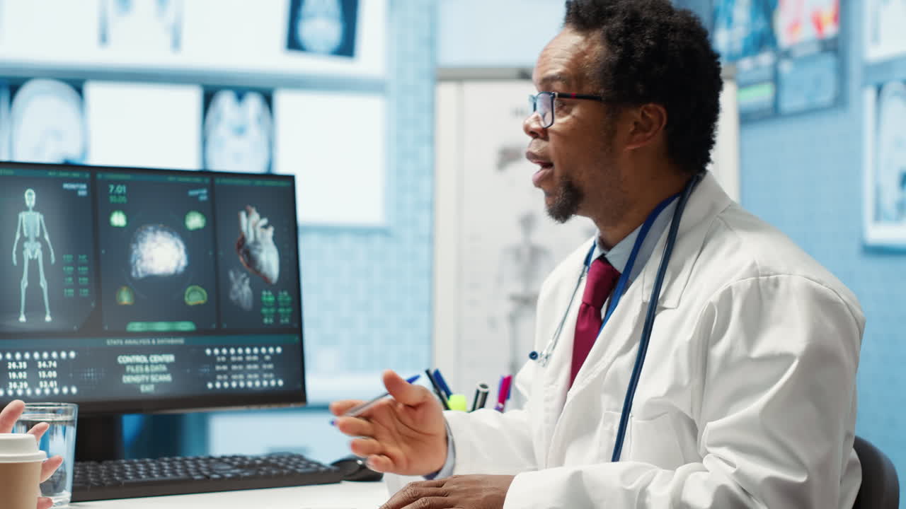 African american physician gives professional advice to woman patient