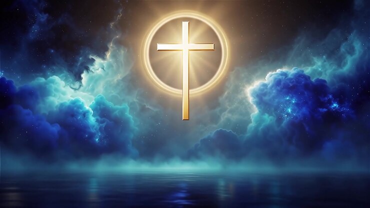 Christian Cross Heavenly Light Worship Background