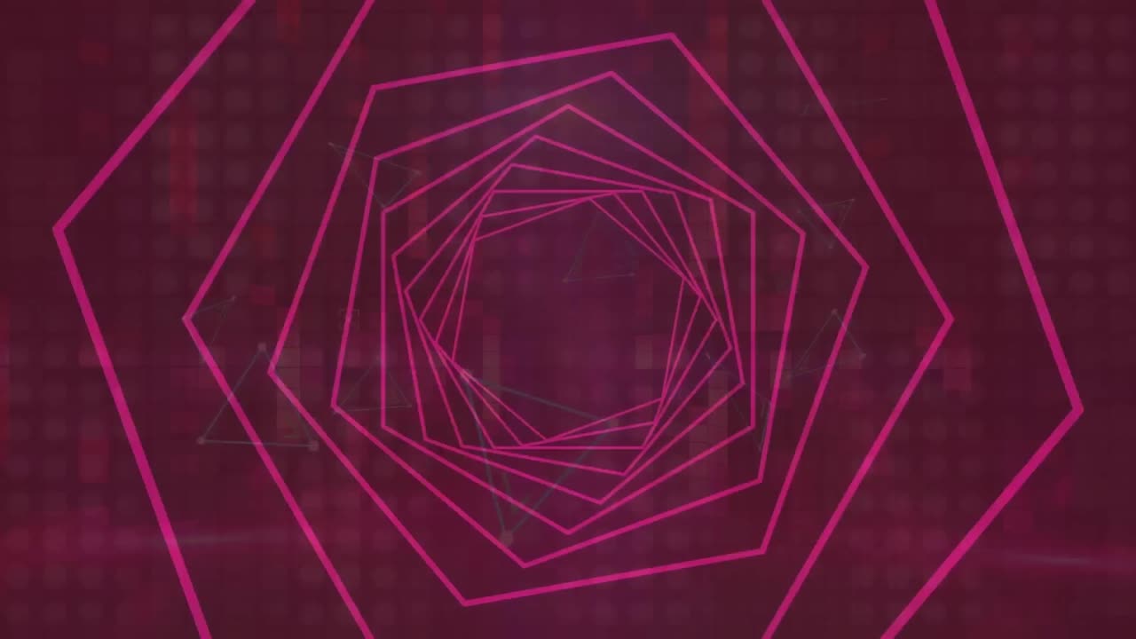 animación de un túnel de neón brillante con formas azules y rosadas