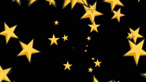 animación de estrellas doradas que se mueven y parpadean sobre un fondo negro