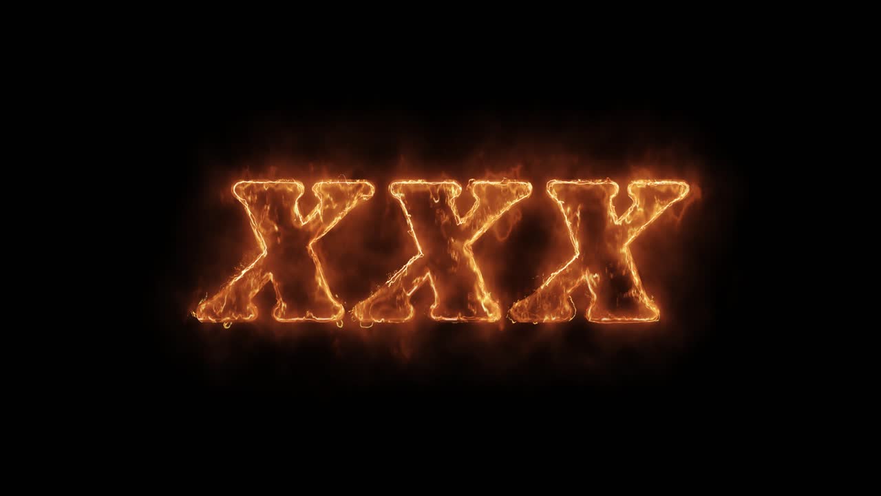Xxx word hot animated burning realistic fire flame and smoke seamlessly loop animation on isolated