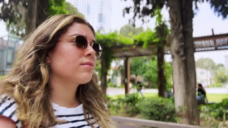 woman in city park