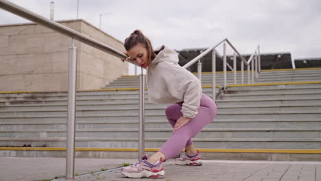 woman stretching outdoors