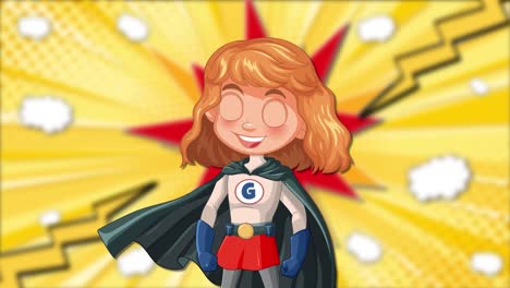 superhero girl in action with comic effects