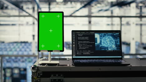 isolated screen tablet in data center training infrastructure for ai technology