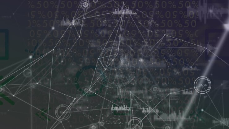 Animation of data processing and network of connections
