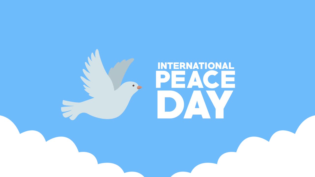 국제 평화의 날: 비둘기 날아다니는 글자
