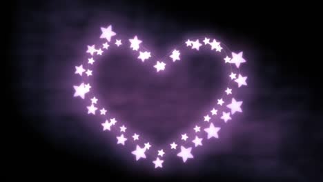 glowing heart of fairy lights on purple background