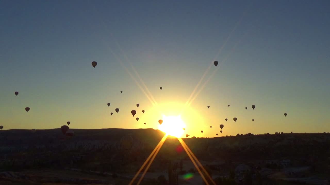 magical hot air balloon timelapse at sunrise in Cappadocia Turkey