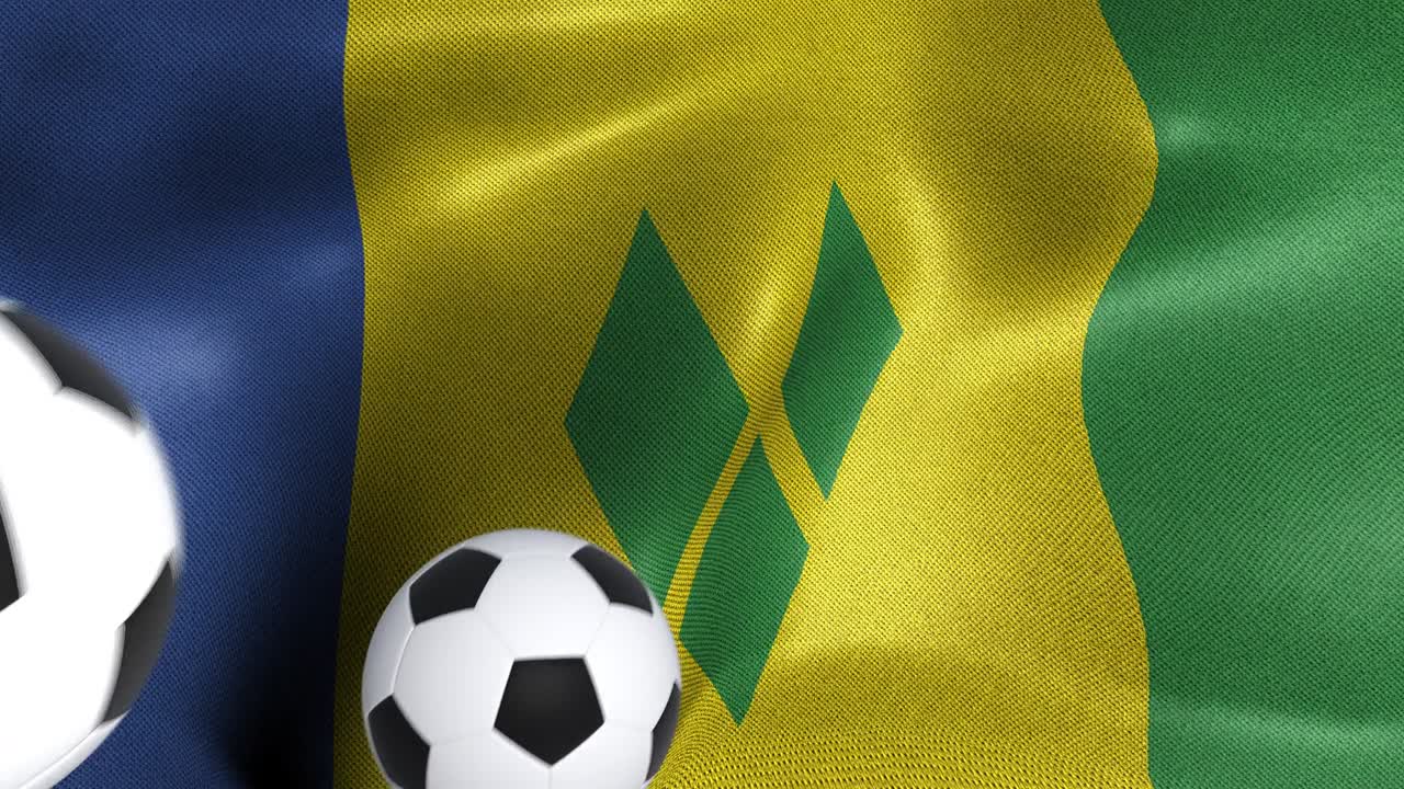 Bandiera di Saint Vincent e Grenadine con palloni da calcio