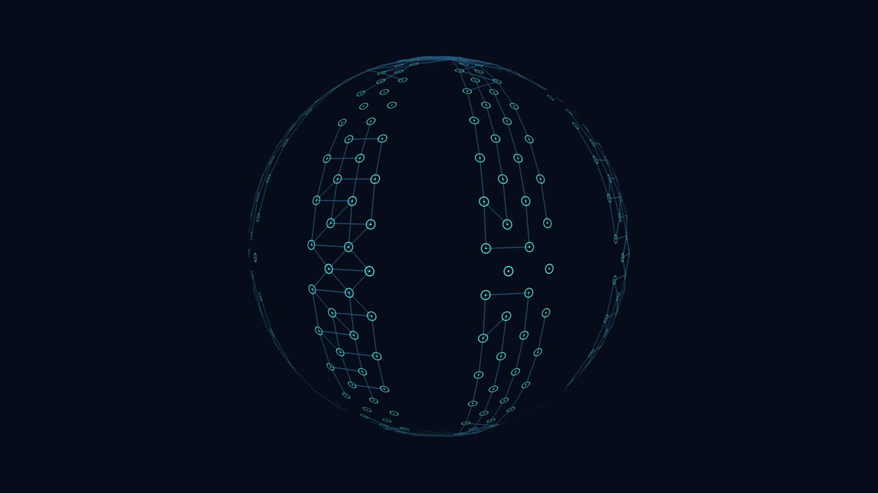 Digital artwork of a 3d sphere created with lines and dots