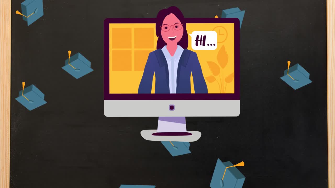Animation of school items icons on board