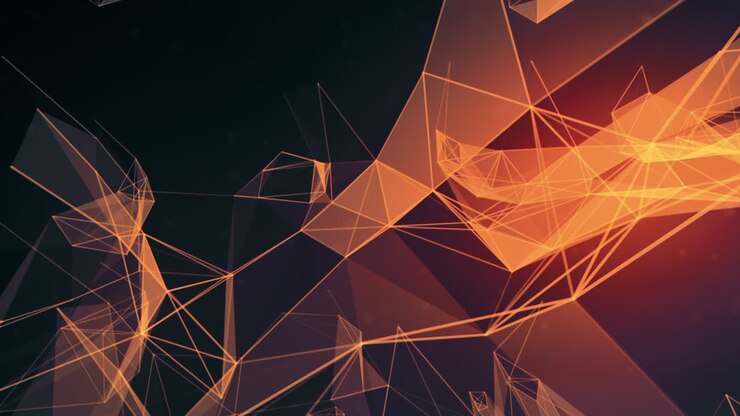 Crypto coin currency promotion intro. Abstract geometric background with connecting dots and lines.