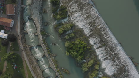 flying over ivrea river and waterways