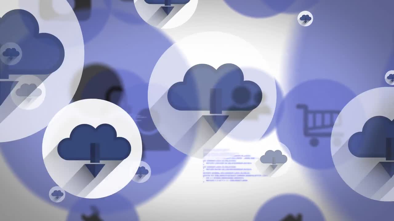 animación de iconos de medios en un fondo blanco