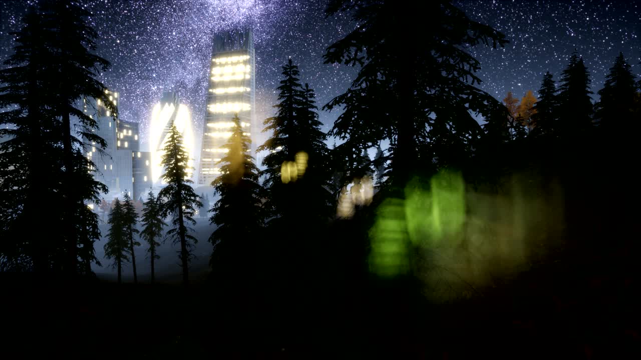 city skyscrapes at night