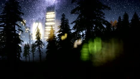city skyscrapes at night