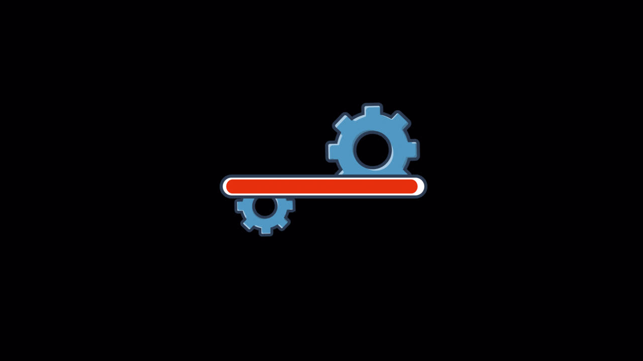 Animated Gears Rotating with Progress Bar Loading