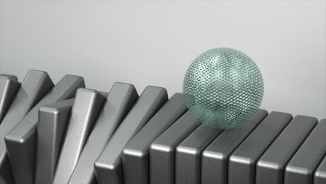 esfera verde en los bloques de metal