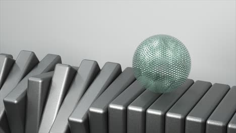 green sphere on metal blocks