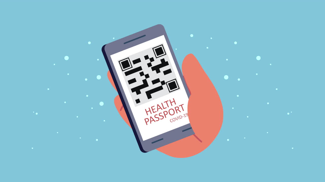 hand with covid 19 passport digital