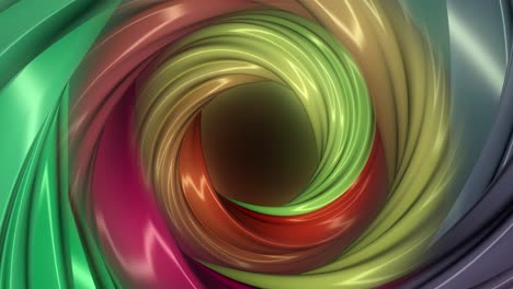 abstract 3d swirling green and red shapes