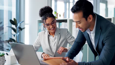 tablet, laptop and team of business people