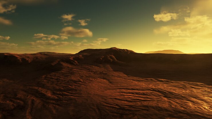 Sunset over a Red Desert Landscape