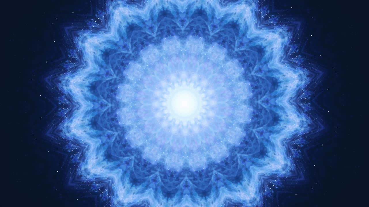 yoga, budismo, oriental 4k imágenes de bucle sin costuras. concepto de equilibrio de energía zen. flor de meditación cambia su forma geométrica.