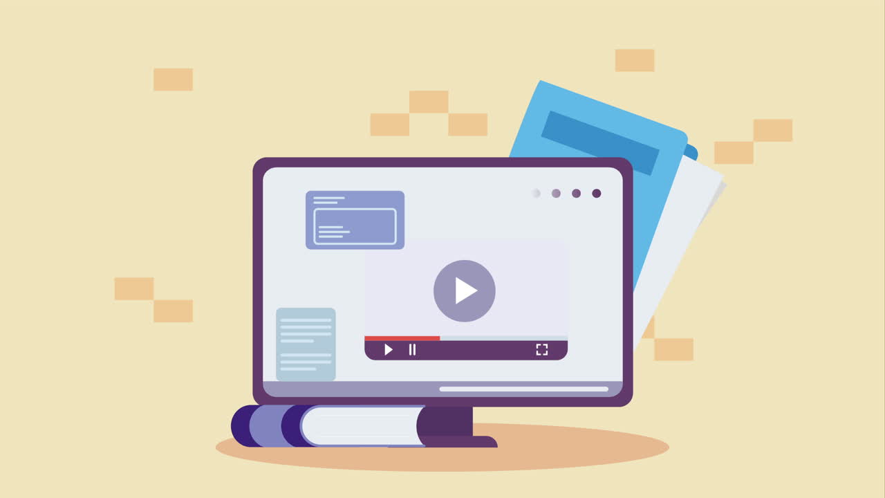 animación de dispositivos tecnológicos de computadora de escritorio