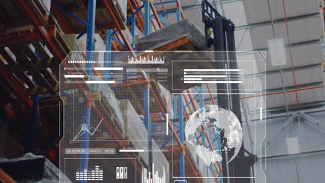 animation of diagrams and data processing over machines working in warehouse