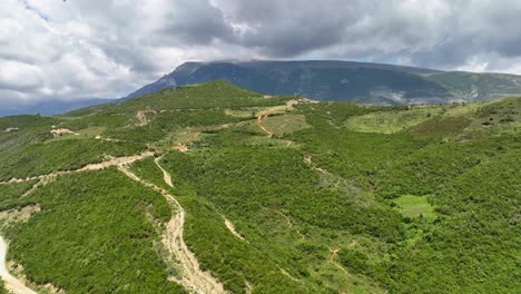camino de tierra que atraviesa el lado de la montaña con bosque y vegetación