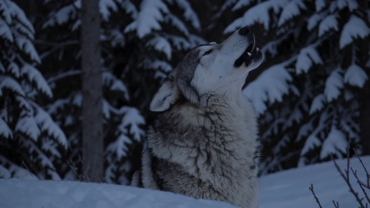Winter Wolf Under the Full Moon