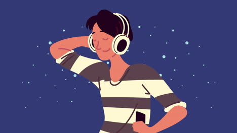 young man listening music character