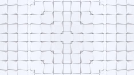 fondo abstracto geométrico blanco bajo como un efecto de vidriera o caleidoscopio en movimiento en 4k. animación 3d de bucle, imágenes sin costuras en el popular estilo bajo de poli. v1
