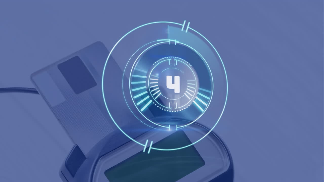 Animation of scope scanning with countdown over payment terminal