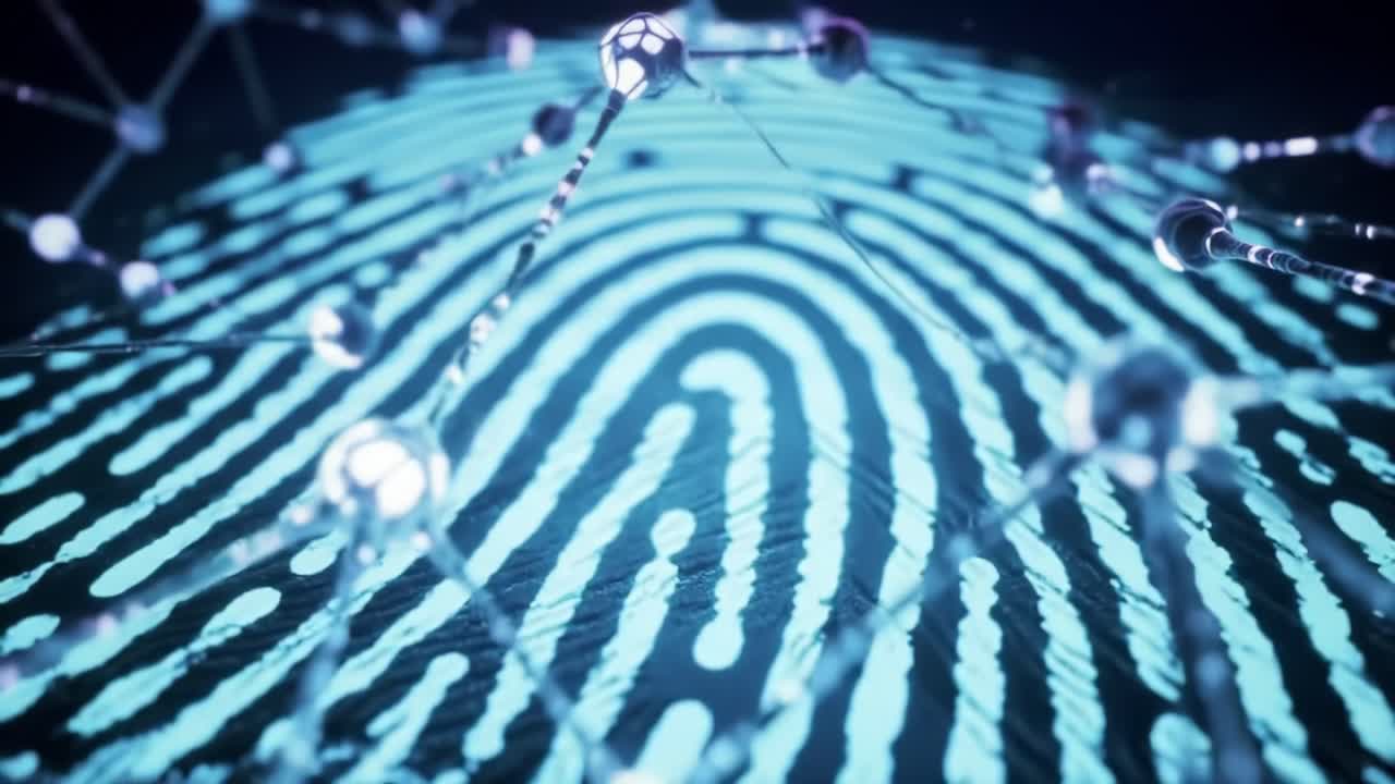 This clip showcases intricate patterns of a fingerprint, highlighting its significance in digital security. It reveals how biometric systems leverage unique identifiers for authentication.