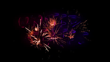 estados unidos texto y fuegos artificiales rosados 4k