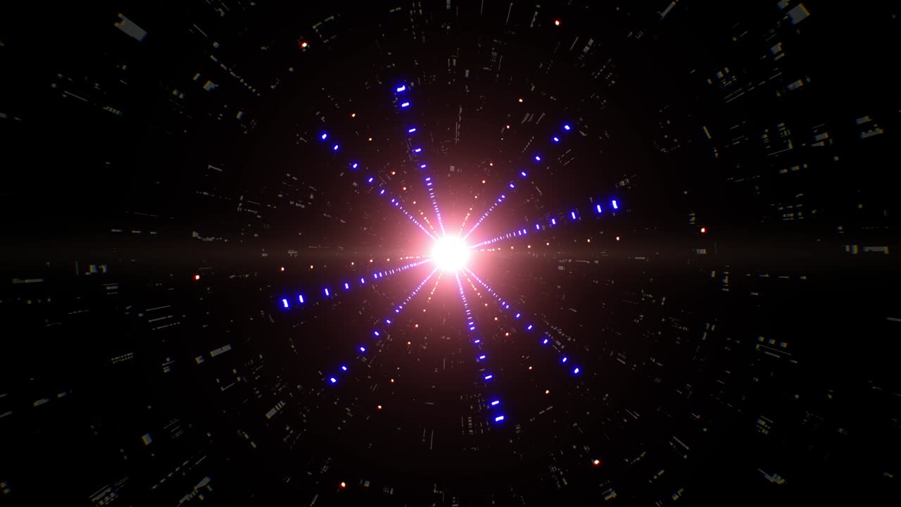rayos de línea roja y azul en el túnel de ciencia ficción
