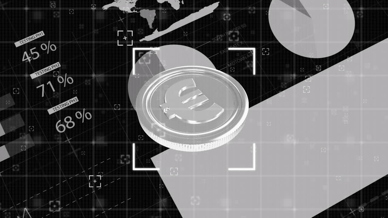 실버 유로 동전에 대한 금융 데이터 처리의 애니메이션