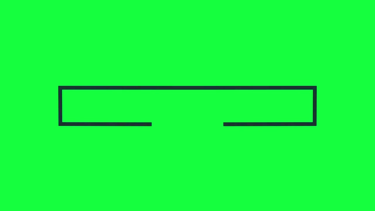Ligne noire animée s'étendant pour former un rectangle ouvert sur fond vert