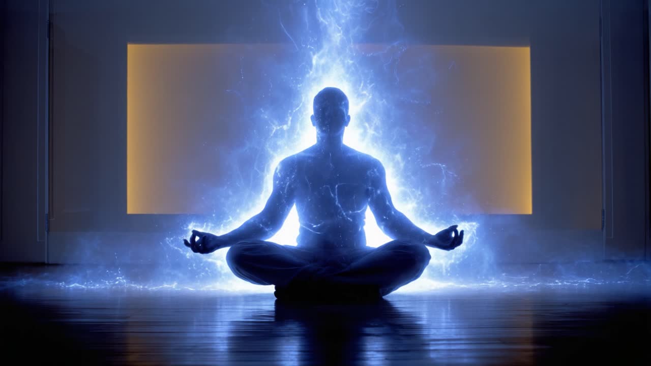 Un viaggio meditativo attraverso luce ed energia: esplorando la fusione di consapevolezza e vitalità cosmica in un'esperienza visiva mozzafiato.