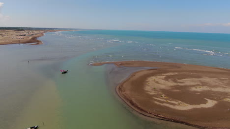 aerial view touring the karavasta lagoon in albania and on a sunny day