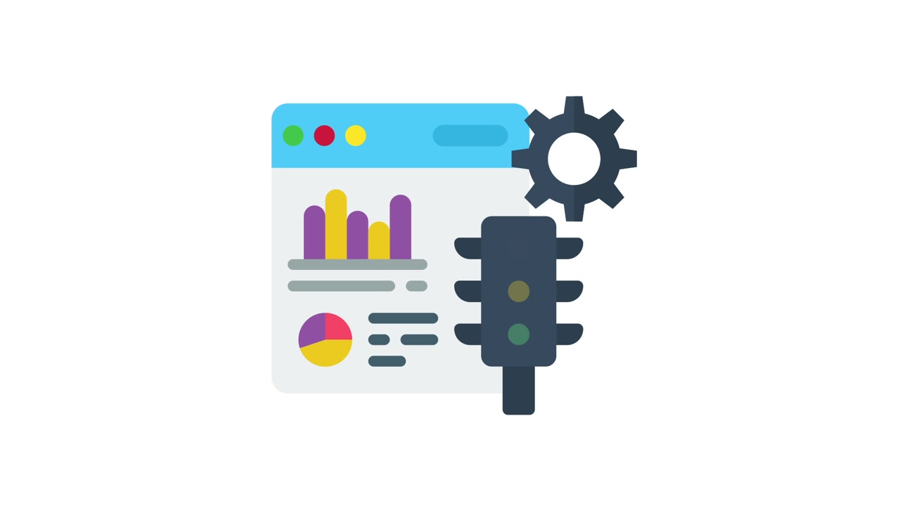 Animated Data Analytics Dashboard with Charts and Control Icons