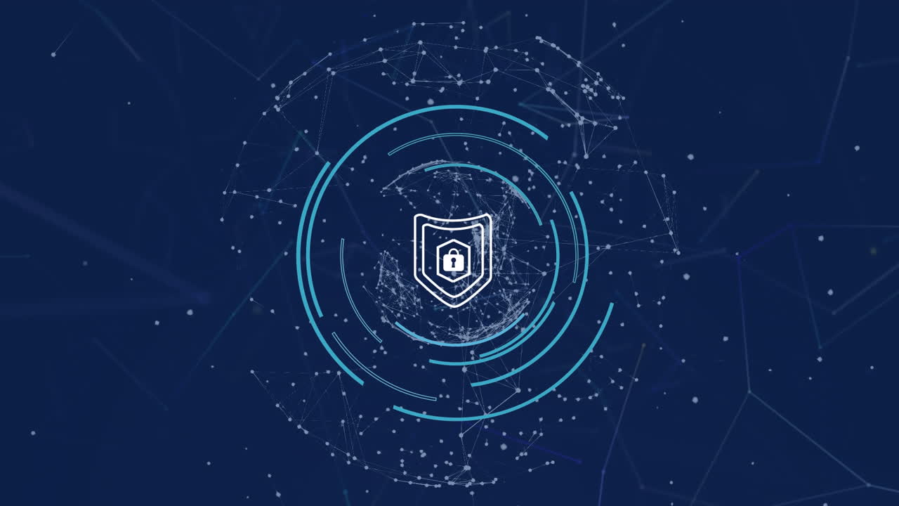 Animation of data processing on blue background