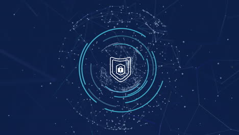 animación del procesamiento de datos sobre fondo azul
