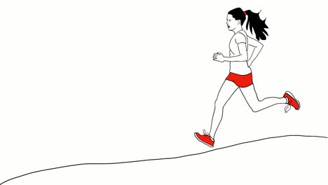 2D hand drawn animation loop of a young women running