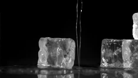 ice cubes in super slow motion receiving water